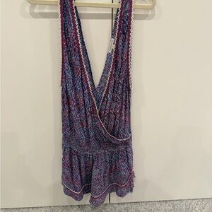 Poupette St. Barth Blue and Purple Patterned Romper